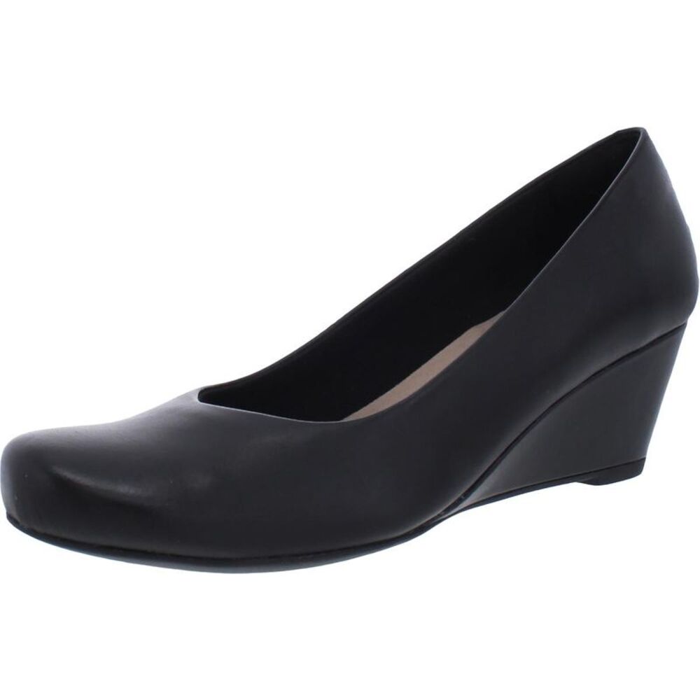 Clarks Collection Women's Flores Tulip Leather Wedge Heel Pump NWOB